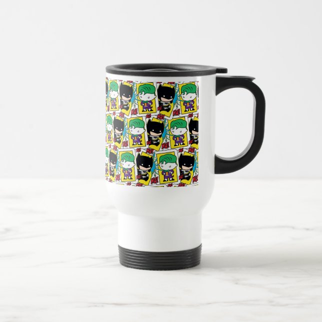 Chibi Joker and Batman Playing Card Pattern Travel Mug (Right)