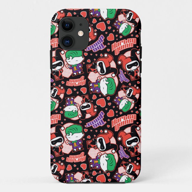 Chibi Joker and Harley Heart Pattern Case-Mate iPhone Case (Back)