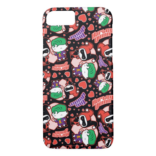 Chibi Joker and Harley Heart Pattern Case-Mate iPhone Case (Back)