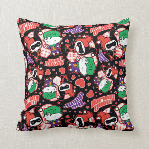 Chibi Joker and Harley Heart Pattern Cushion