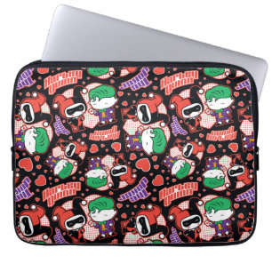 Chibi Joker and Harley Heart Pattern Laptop Sleeve