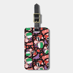 Chibi Joker and Harley Heart Pattern Luggage Tag