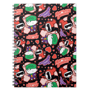 Chibi Joker and Harley Heart Pattern Notebook