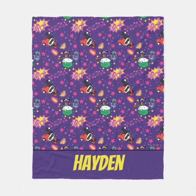 Chibi Joker and Harley Pattern Fleece Blanket (Front)