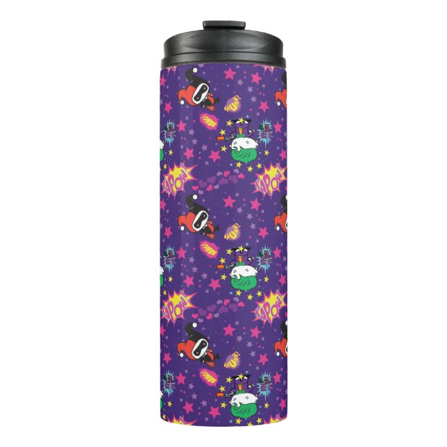 Chibi Joker and Harley Pattern Thermal Tumbler (Front)