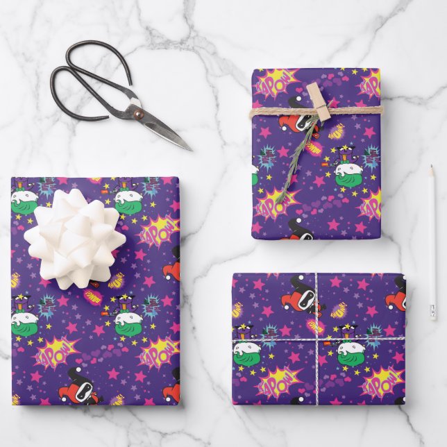 Chibi Joker and Harley Pattern Wrapping Paper Sheet (Front)