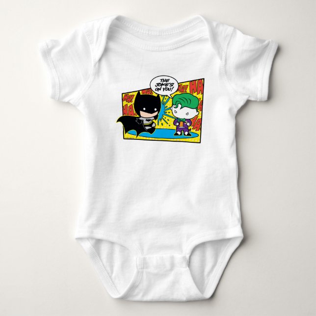 Chibi Joker Pranking Chibi Batman Baby Bodysuit (Front)