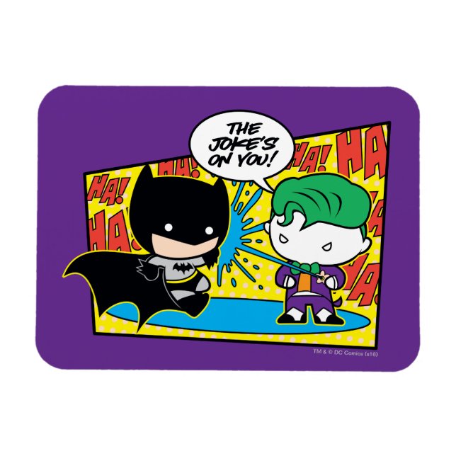 Chibi Joker Pranking Chibi Batman Magnet (Horizontal)