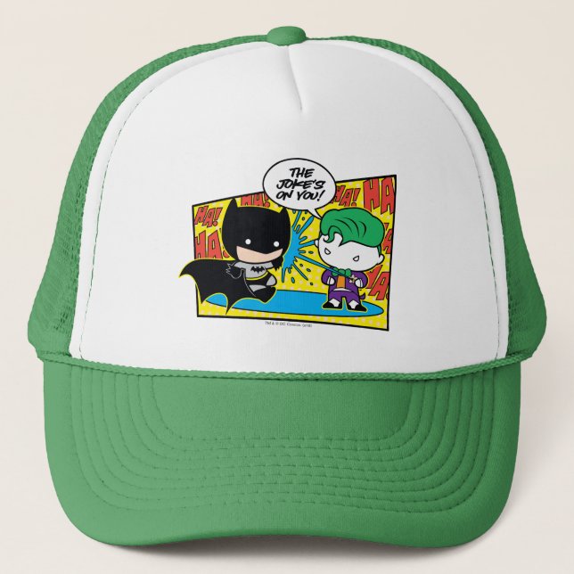 Chibi Joker Pranking Chibi Batman Trucker Hat (Front)