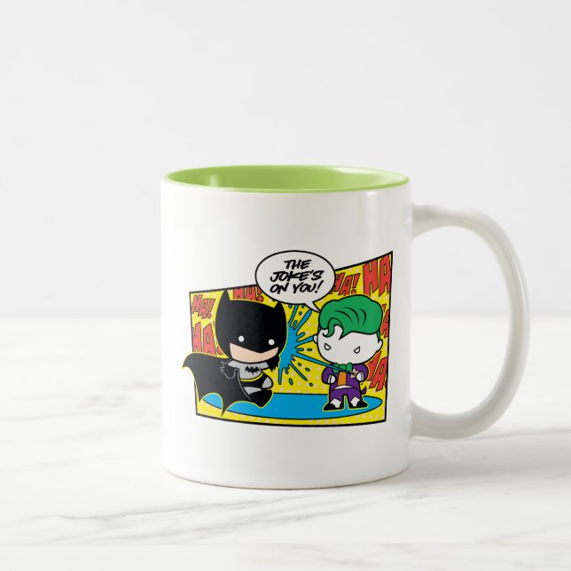 Chibi Joker Pranking Chibi Batman Two-Tone Coffee Mug (Right)