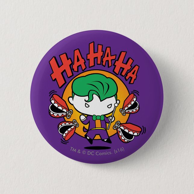 Chibi Joker With Toy Teeth 6 Cm Round Badge (Front)