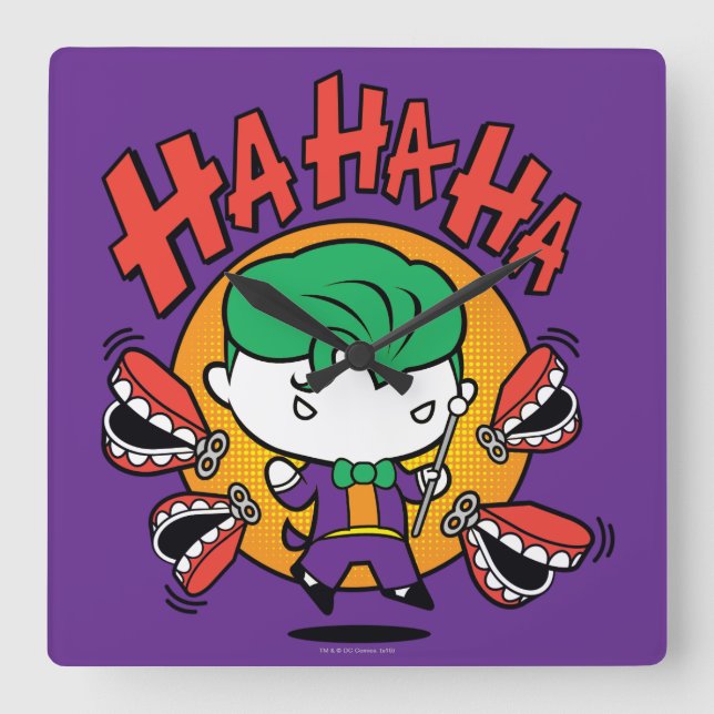 Chibi Joker With Toy Teeth Square Wall Clock (Front)