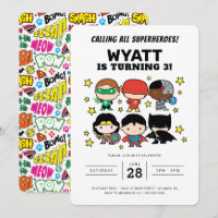 Chibi Justice League Birthday Invitation