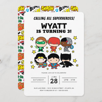 Chibi Justice League Birthday Invitation