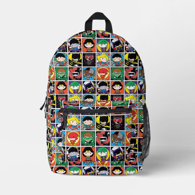 Chibi Justice League Character Pattern Printed Backpack (Front)