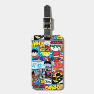 Chibi Justice League Comic Book Pattern Luggage Tag