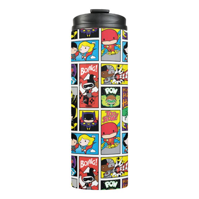 Chibi Justice League Compilation Pattern Thermal Tumbler (Front)