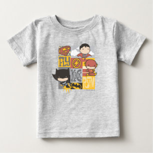 Chibi Justice League Fly, Kick, Run Baby T-Shirt