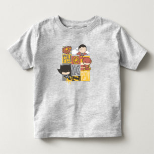 Chibi Justice League Fly, Kick, Run Toddler T-Shirt