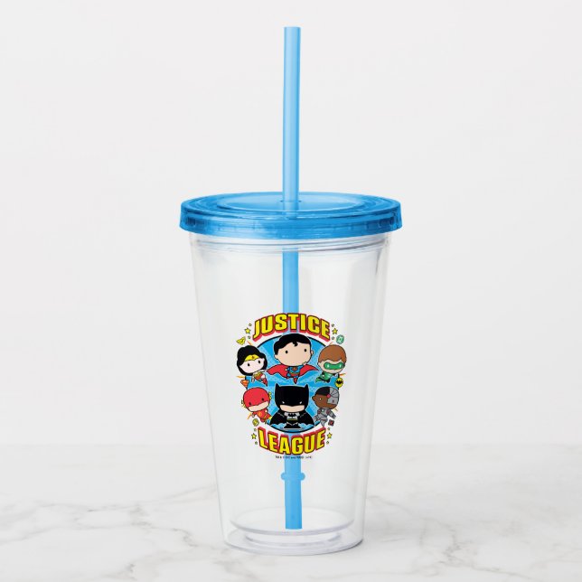 Chibi Justice League Group Acrylic Tumbler (Front)