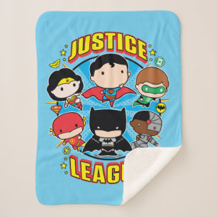 Chibi Justice League Group Sherpa Blanket
