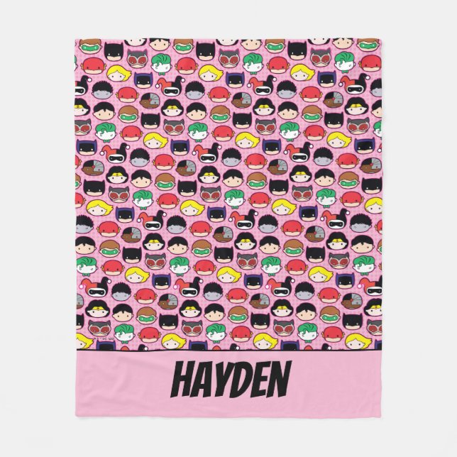 Chibi Justice League Head Pattern Fleece Blanket (Front)