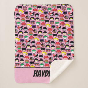 Chibi Justice League Head Pattern Sherpa Blanket