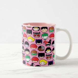 Chibi Justice League Head Pattern Two-Tone Coffee Mug