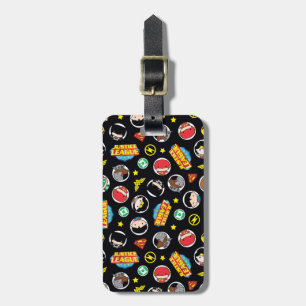 Chibi Justice League Heroes and Logos Pattern Luggage Tag