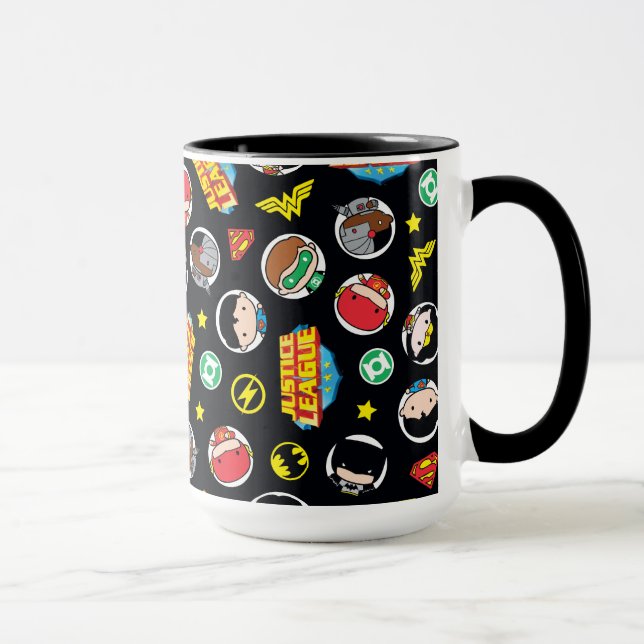 Chibi Justice League Heroes and Logos Pattern Mug (Right)