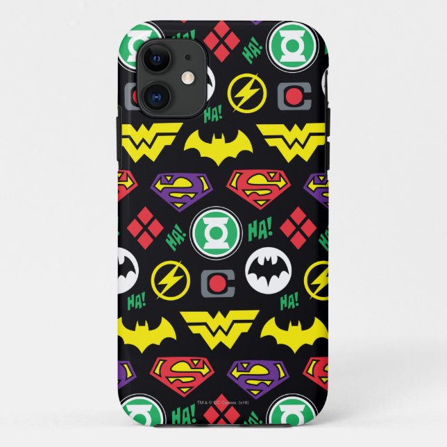 Chibi Justice League Logo Pattern Case-Mate iPhone Case (Back)