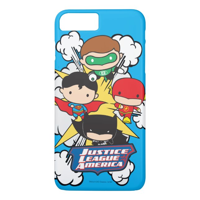 Chibi Justice League of America Explosion Case-Mate iPhone Case (Back)
