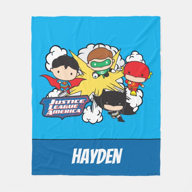 Chibi Justice League of America Explosion Fleece Blanket (Front)