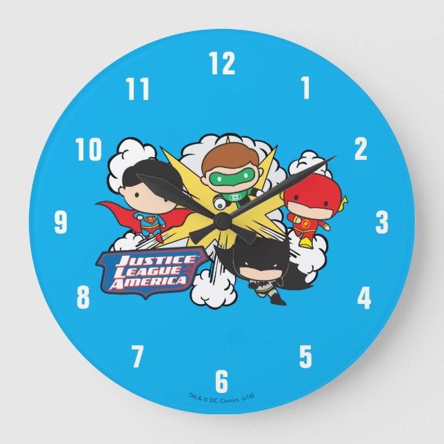 Chibi Justice League of America Explosion Large Clock (Front)