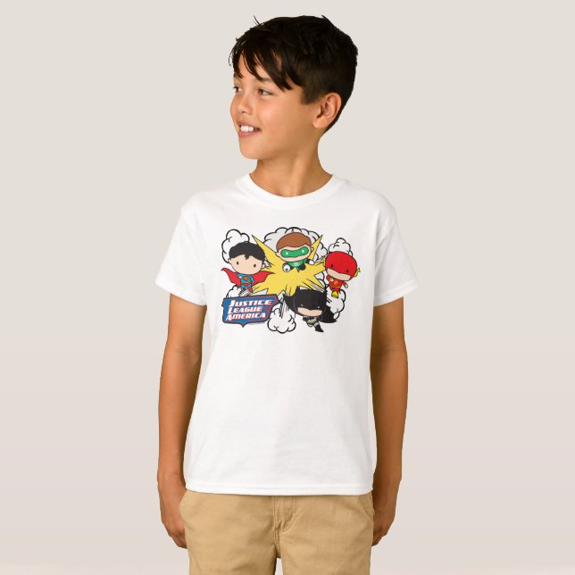 Chibi Justice League of America Explosion T-Shirt (Front Full)
