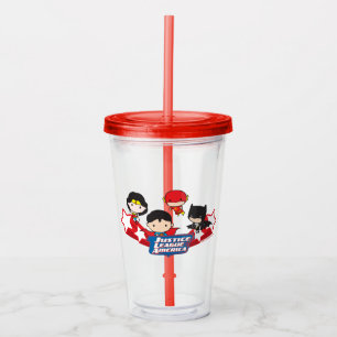 Chibi Justice League of America Stars Acrylic Tumbler
