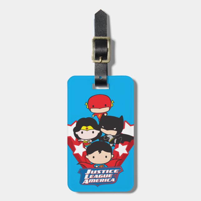 Chibi Justice League of America Stars Luggage Tag (Front Vertical)