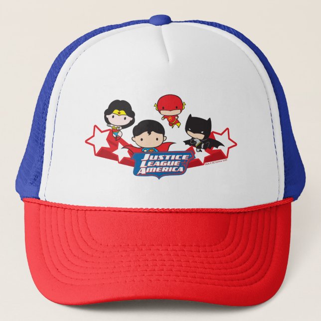 Chibi Justice League of America Stars Trucker Hat (Front)