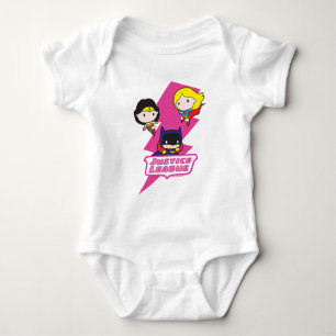 Chibi Justice League Pink Lightning Baby Bodysuit