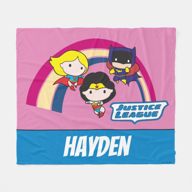 Chibi Justice League Rainbow Fleece Blanket (Front (Horizontal))