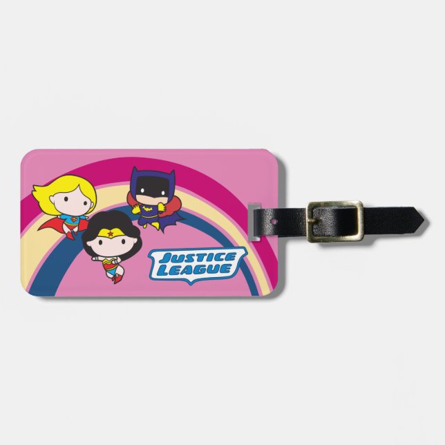 Chibi Justice League Rainbow Luggage Tag (Front Horizontal)