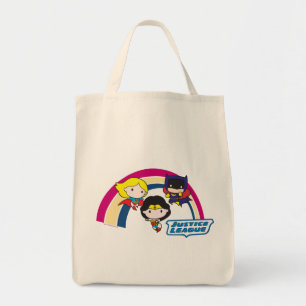 Chibi Justice League Rainbow Tote Bag