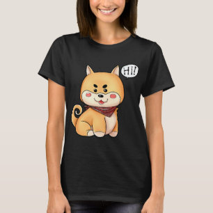 Chibi Kawaii Shiba Inu Dog Say Hi  T-Shirt