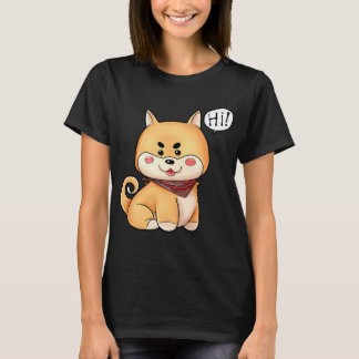 Chibi Kawaii Shiba Inu Dog Say Hi  T-Shirt