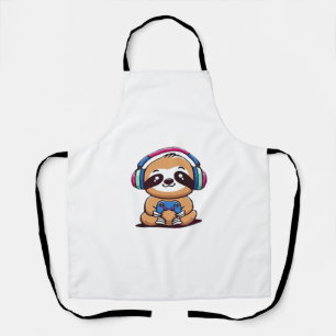 Chibi Kawaii Sloth Gamer – Cute Funny Animal with Apron