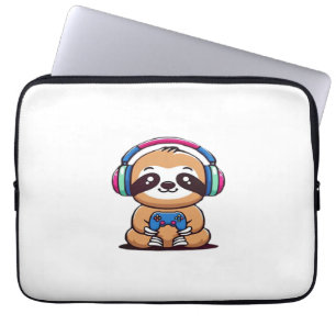 Chibi Kawaii Sloth Gamer – Cute Funny Animal with  Laptop Sleeve