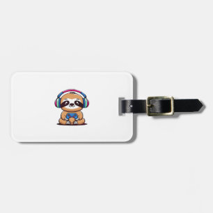 Chibi Kawaii Sloth Gamer � Cute Funny Animal with  Luggage Tag