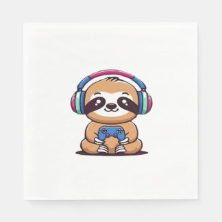 Chibi Kawaii Sloth Gamer – Cute Funny Animal with  Napkin