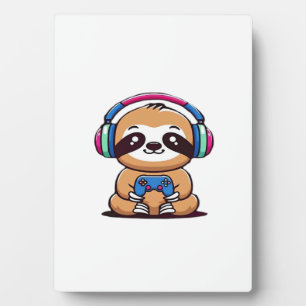 Chibi Kawaii Sloth Gamer � Cute Funny Animal with Plaque