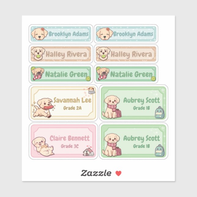 Chibi Labrador Name Labels (Sheet)